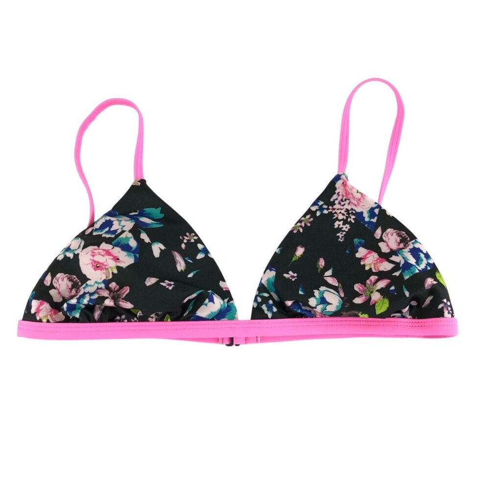 Leith Bikini Top Triangle Floral Black Pink Size M